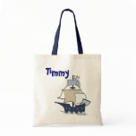 Cartoon pirate ship canvas bag
