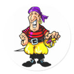 Cartoon Pirate Round Stickers
