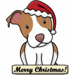 Cartoon Pit Bull Christmas Ornament Photo Cut Out