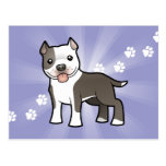 Cartoon Pitbull / American Staffordshire Terrier Postcard