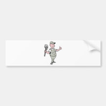 Cartoon Plumber monkey wrench thumbs up Bumper Sticker