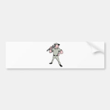Cartoon Plumber with monkey wrench Bumper Stickers