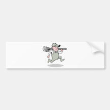 Cartoon Plumber with monkey wrench running Bumper Sticker
