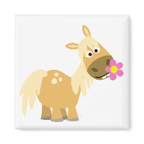 Cartoon Pony and Flower magnet