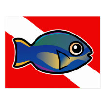Cartoon Princess Parrotfish Dive Flag Post Cards