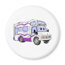 Cartoon Purple Camper Fridge Magnets