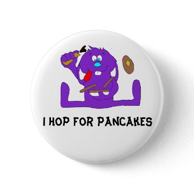 Cartoon Rabbit With Pancakes Pinback Button by mooredesigns