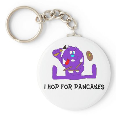 Cartoon Rabbit With Pancakes Keychains by mooredesigns