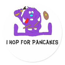 Cartoon Rabbit With Pancakes Round Stickers