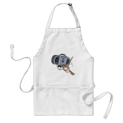 cartoon radio playing violin apron by geekme