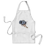 cartoon radio playing violin aprons