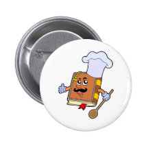 Cartoon recipe book pinback buttons