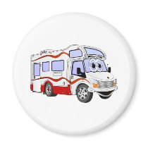 Cartoon Red Camper Refrigerator Magnets