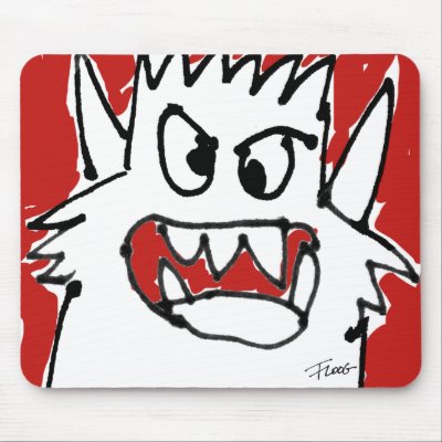 Cartoon Red Monster Mad Cute Mousepad by monsterzoo