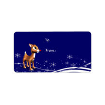 Cartoon Reindeer Christmas Gift Tag Labels