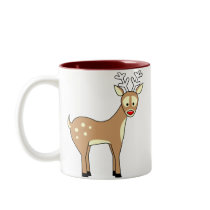 Cartoon Reindeer Holiday Coffee Mug