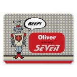 Cartoon Retro Robot Cute Kids Boy Birthday Party Announcement