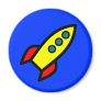 Cartoon Rocket Ship Refrigerator Magnet