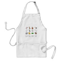Cartoon Safari Animal Illustrations Apron