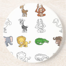 Cartoon Safari Animal Illustrations Coasters