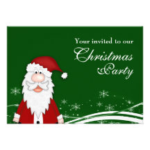 Cartoon Santa Christmas Party Invite