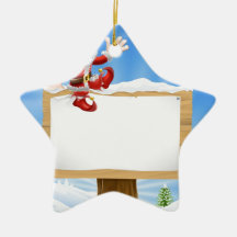 Cartoon Santa Christmas Sign Ornament