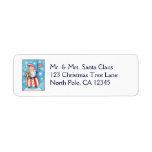 Cartoon Santa Claus American Flag Teddy Bear Return Address Label