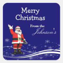 Cartoon Santa Claus Christmas Gift Tags Stickers