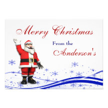 Cartoon Santa Claus Christmas Greeting Card Personalized Invite