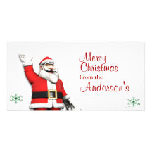 Cartoon Santa Claus Christmas Greetings Photo Card