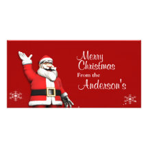 Cartoon Santa Claus Christmas Greetings Photo Cards
