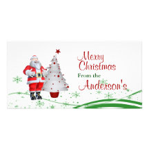 Cartoon Santa Claus Christmas Greetings Custom Photo Card