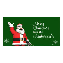Cartoon Santa Claus Christmas Greetings Custom Photo Card