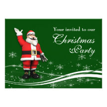 Cartoon Santa Claus Christmas Party Custom Invite