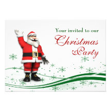 Cartoon Santa Claus Christmas Party Invitation