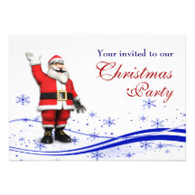 Cartoon Santa Claus Christmas Party Personalized Announcements