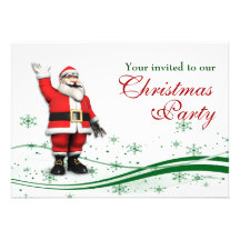 Cartoon Santa Claus & Mouse Christmas Party Custom Invitation
