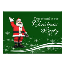 Cartoon Santa Claus & Mouse Christmas Party Custom Announcement