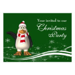Cartoon Santa Penguin Christmas Party Announcements