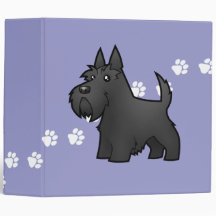Cartoon Scottish Terrier 3 Ring Binder