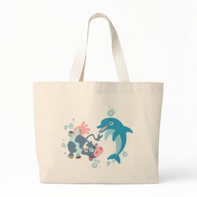 Cartoon Seacow and Dolphin Bag by Lioness_Graphics