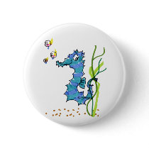 Cartoon Seahorse Cute Buttons