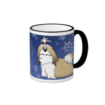 Cartoon Shih Tzu Christmas Coffee Mugs