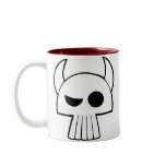 Cartoon Skull Design with Horns drinking mug