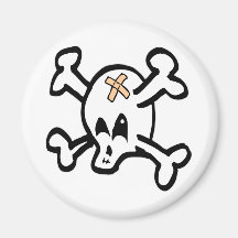 Cartoon Skull w/ Crossbones Refrigerator Magnets