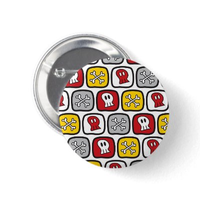 Cartoon Skulls and Bones Halloween Button by fat_fa_tin