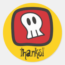 Cartoon Skulls & Bones Halloween Party Favour Labe Round Stickers