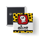 Cartoon Skulls & Bones Halloween Party Name Tag Pinback Buttons