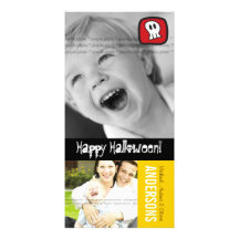 Cartoon Skulls Bones Happy Halloween Photo Card
