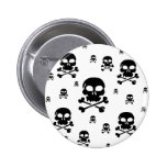 Cartoon Skulls Collage - Black & White buttons
